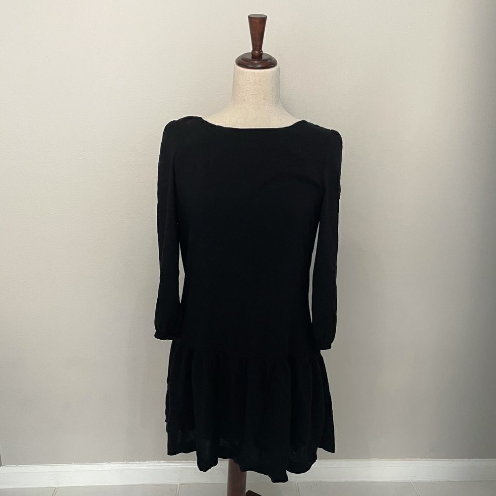 𝅺ANTHROPOLOGIE Meadow Rue black long sleeve dress Size 8